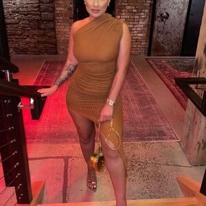 Coucoo Tan One-Shoulder Dress